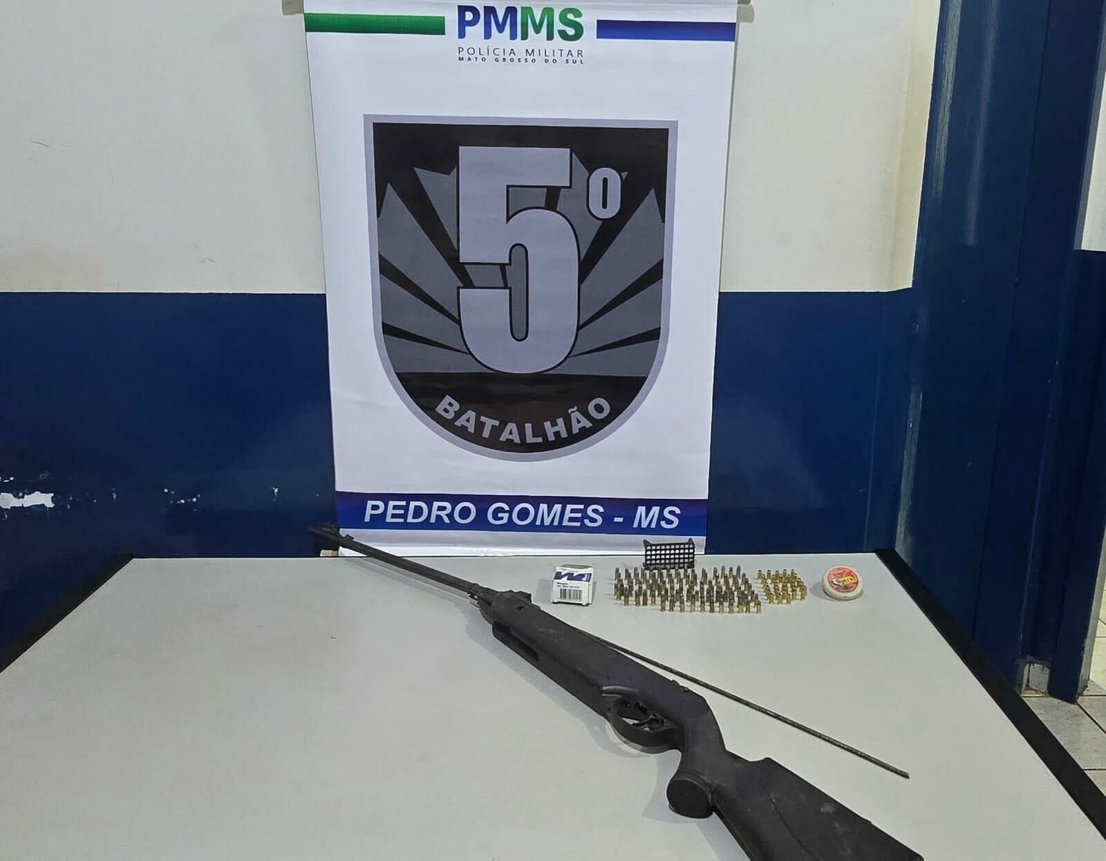 Imagem de compartilhamento para o artigo Idoso é preso com arma modificada e mais de 130 cartuchos na MS-215, em Pedro Gomes da MS Todo dia